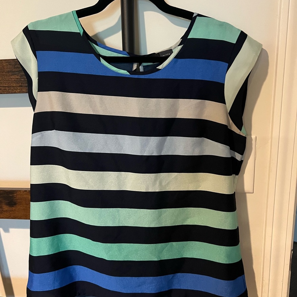 The Limited Black and Blue Striped Blouse